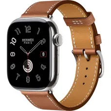 Apple Watch Hermes Series 10 42mm Silver Titanium Case with Single Tour, Gold