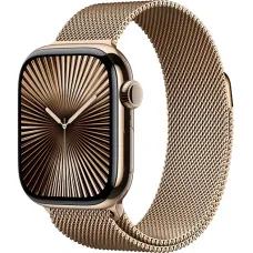 Apple Watch Series 10 46mm Gold Titanium Case with Milanese Loop, Gold