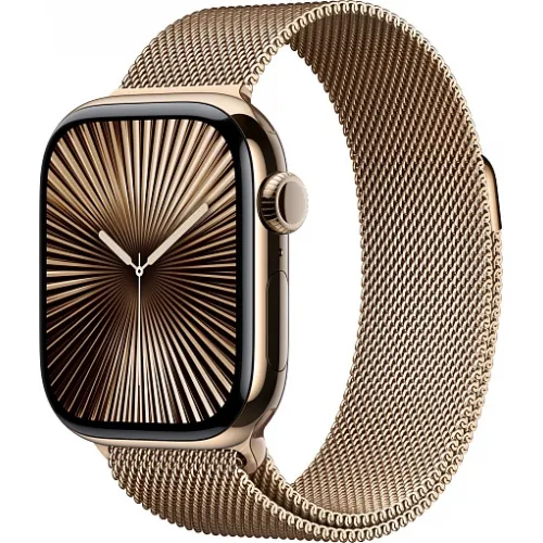 Apple Watch Series 10 46mm Gold Titanium Case with Milanese Loop, Gold